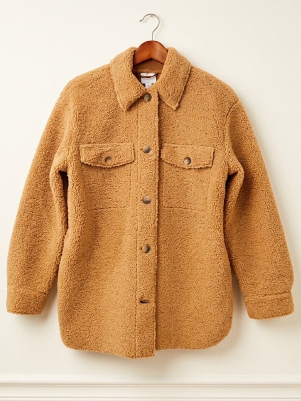 Joie Faux Shearling / Teddy Shirt Jacket (Shacket) – Camel Tan – Size Small S
